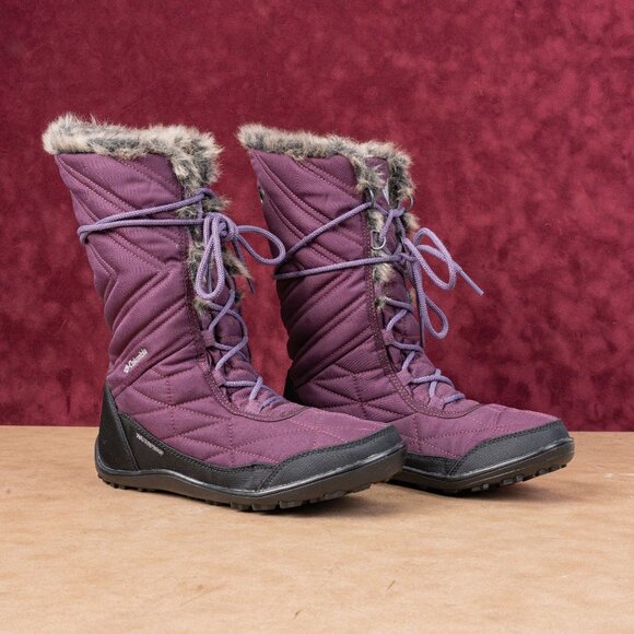 Columbia Women Minx II Mid Burgundy Fabric Waterproof Mid Calf Boots sz 8.5 - Picture 1 of 8